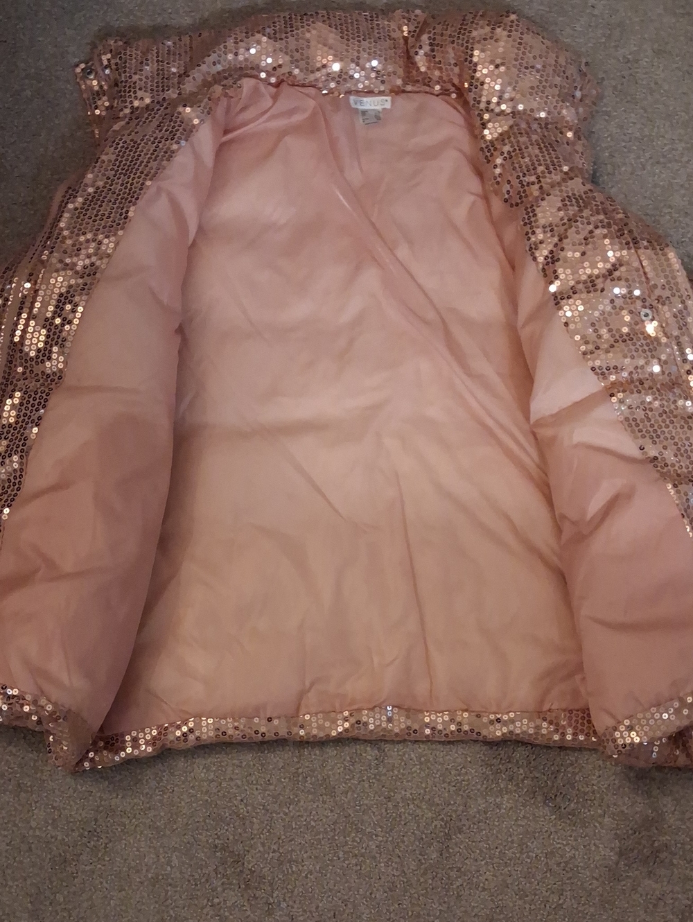 Venus Sequin Puffer Jacket - Sift Pink. 1X - Picture 3 of 4